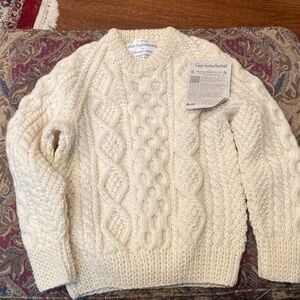 New Purple heather hand knit from Ireland for a child.